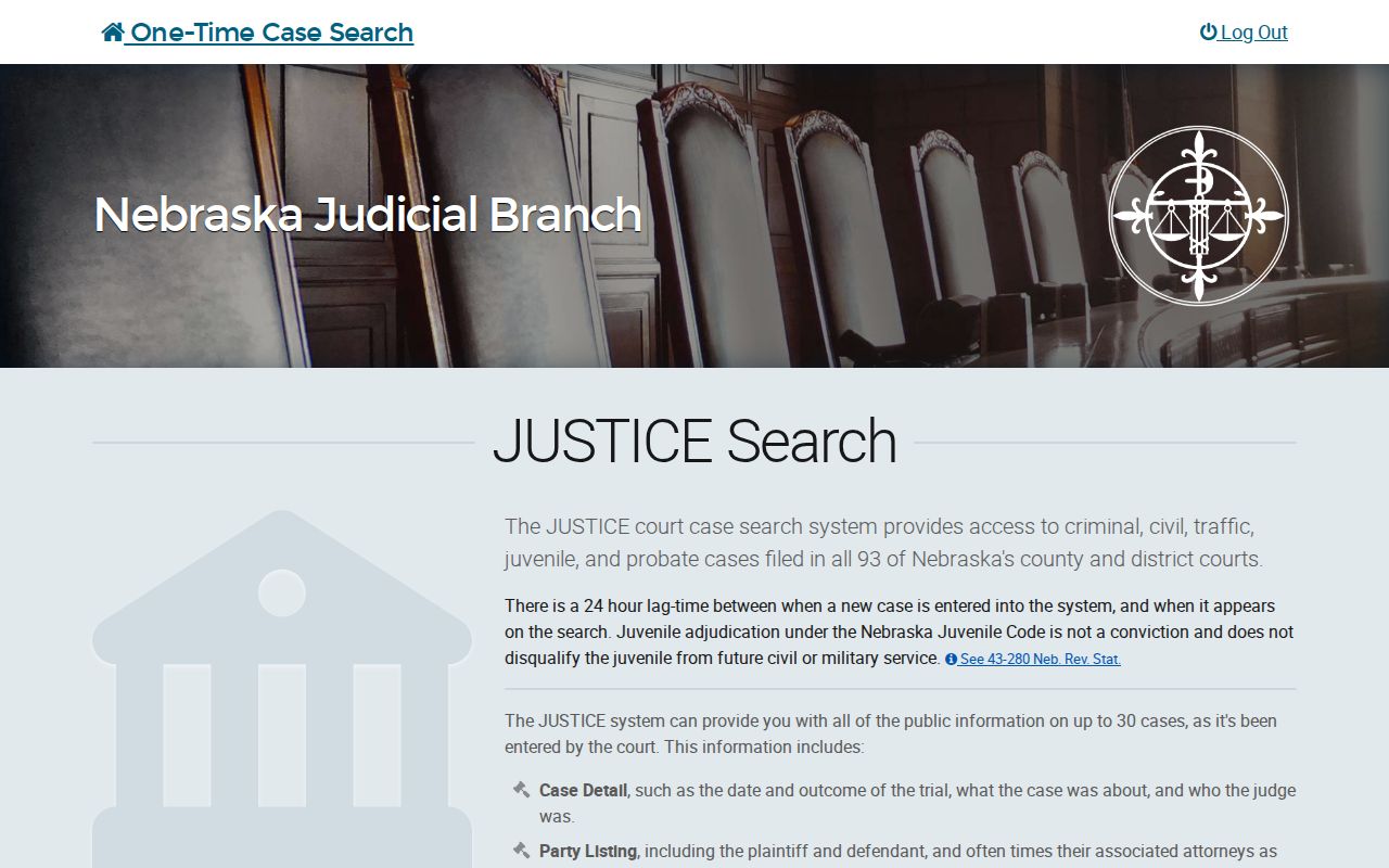 Sherman County case lookup JUSTICE public search landing page