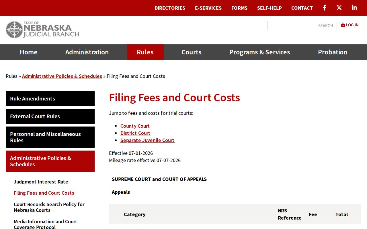 Sherman County civil docket filing fees and court costs image