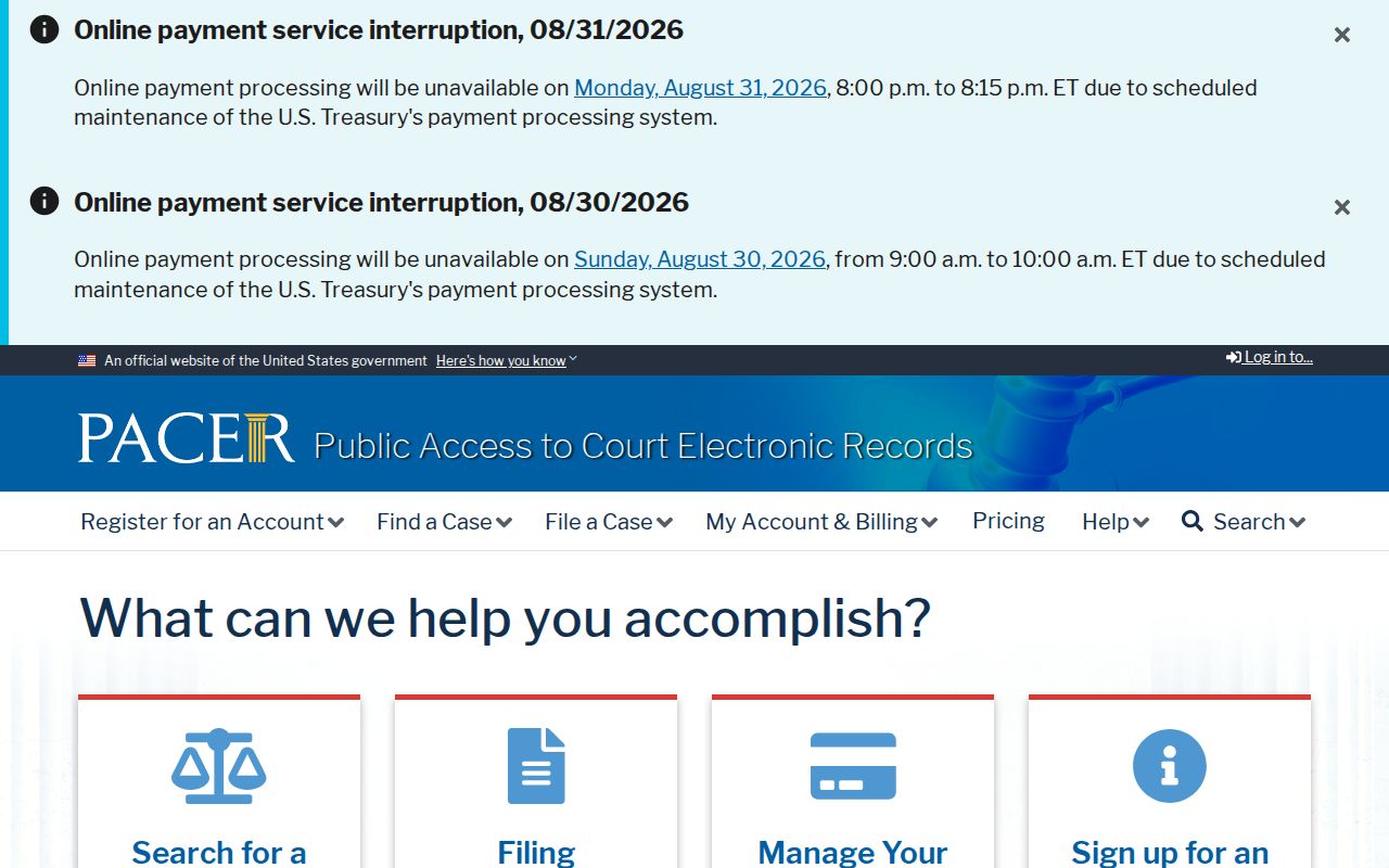 Sherman County court docket PACER federal search image