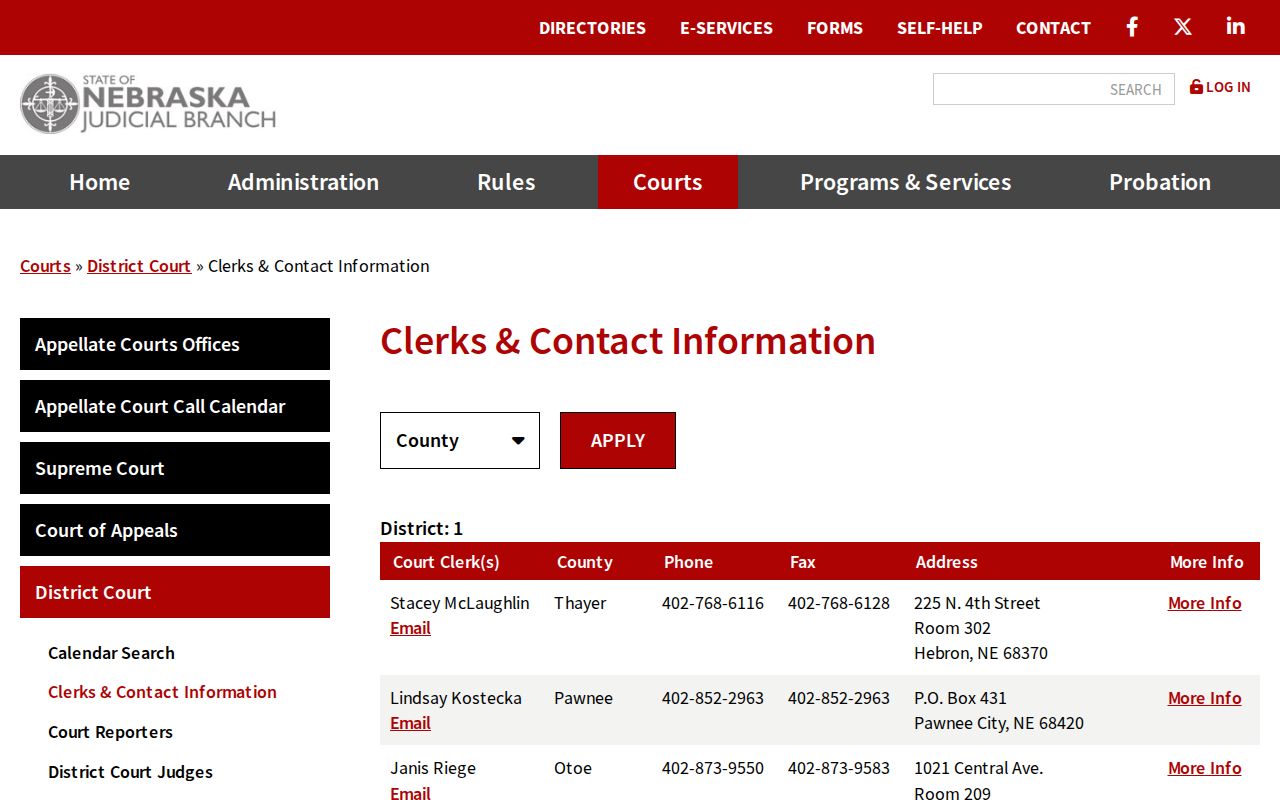 Sherman County criminal docket District Court clerk contact image