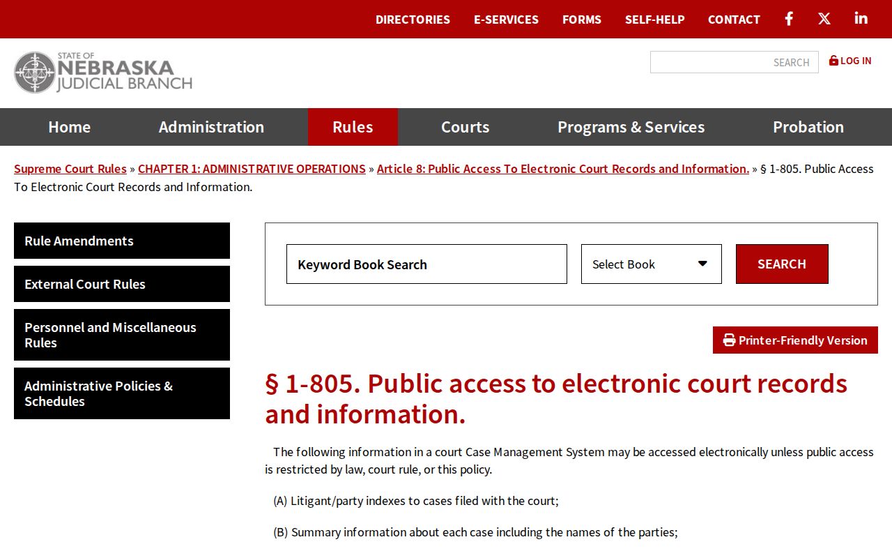 Sherman County court docket public electronic access rule image